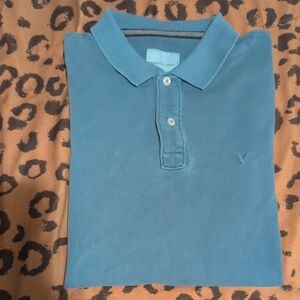 American Eagle Outfitters Men’s Light Blue Polo Shirt